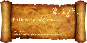 Malkovics Ágnes névjegykártya